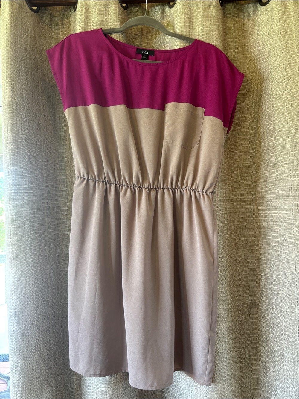 ⭐️BCX Colorblock Sleeveless Dress Magenta & Tan Size Large